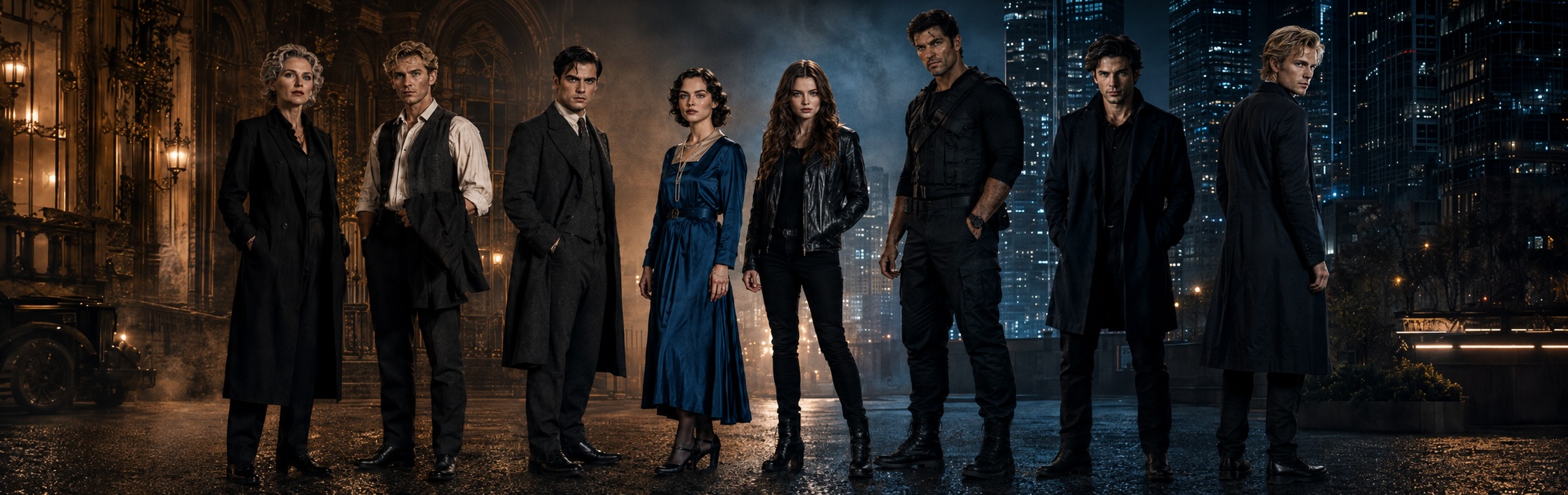 Watcher Lore Page Header Image with Character Montage | Watcher Series by Robin Woods